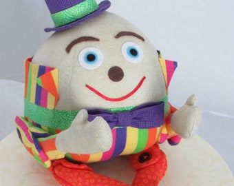 Patchwork Stuffed Humpty Dumpty, Home Decor, Collectible, Keepsake, Heirloom - OOAK with Certificate of Authenticity