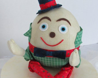 Patchwork Stuffed Humpty Dumpty, Home Decor, Collectible, Keepsake, Heirloom - OOAK with Certificate of Authenticity