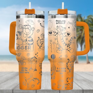 Disney Tigger Engraved Tumbler, Winnie The Pooh 40oz Tumbler, Tigger Tiger Tumbler For Fan, Magic Kingdom Stainless Tumbler Cup