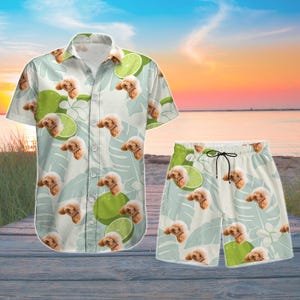 Personalized Button Up Shirt With Face, Custom Photo Hawaiian Shirt Shorts, Couples Hawaiian Shirt, Funny Pet Shirt Women, Summer Shirt