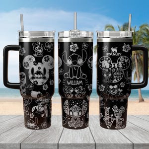 Gepersonaliseerde steek gegraveerde beker, beker met lilo en steekstalen staal, beker met grappige steek 40 oz, beker Disneyland Trip voor haar