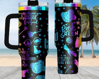 Vaso grabado de la película Wicked, musical de Broadway, 40 oz, Elphaba Drinkware, vaso de fantasía de bruja verde para fans