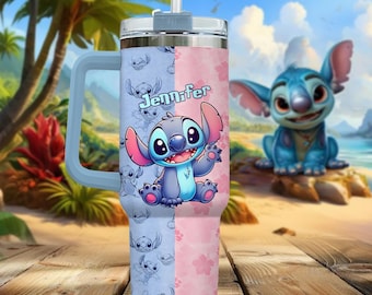 Vaso de Stitch personalizado, Vaso de agua de Stitch de Disney, Vaso de café de Stitch Disneyworld, Vaso de vacaciones de Disney, Vaso de castillo de Disney,