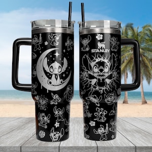 Gepersonaliseerde steek gegraveerde beker, beker met lilo en steek 2025, beker grappige steek 40 oz, Disneyland-reis, Disney-beker voor haar