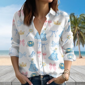 Cinderella Princess Blouse Shirt, Disney Princess Shirt For Her, Magic Kingdom Shirt, Cinderella Longsleeve Shirt, Disneyland Trip