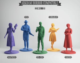 Arkham Horror Pack 5x Investigators Miniatures Arkham Horror AH LCG / Lovecraft - Researchers 01