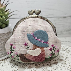 Pochette faite main avec appliqués Sunbonnet Sue, sac à main en coton japonais