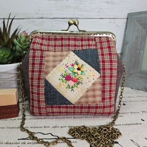 sac matelassé en patchwork, sac à bandoulière fait main, sac à main matelassé à la main, pochette en patchwork, cadeau pour elle, cadeau d'anniversaire, sac à main brodé à la main