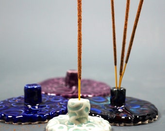 Ceramic incense holder with texture, multiple colors available, compact incense holder