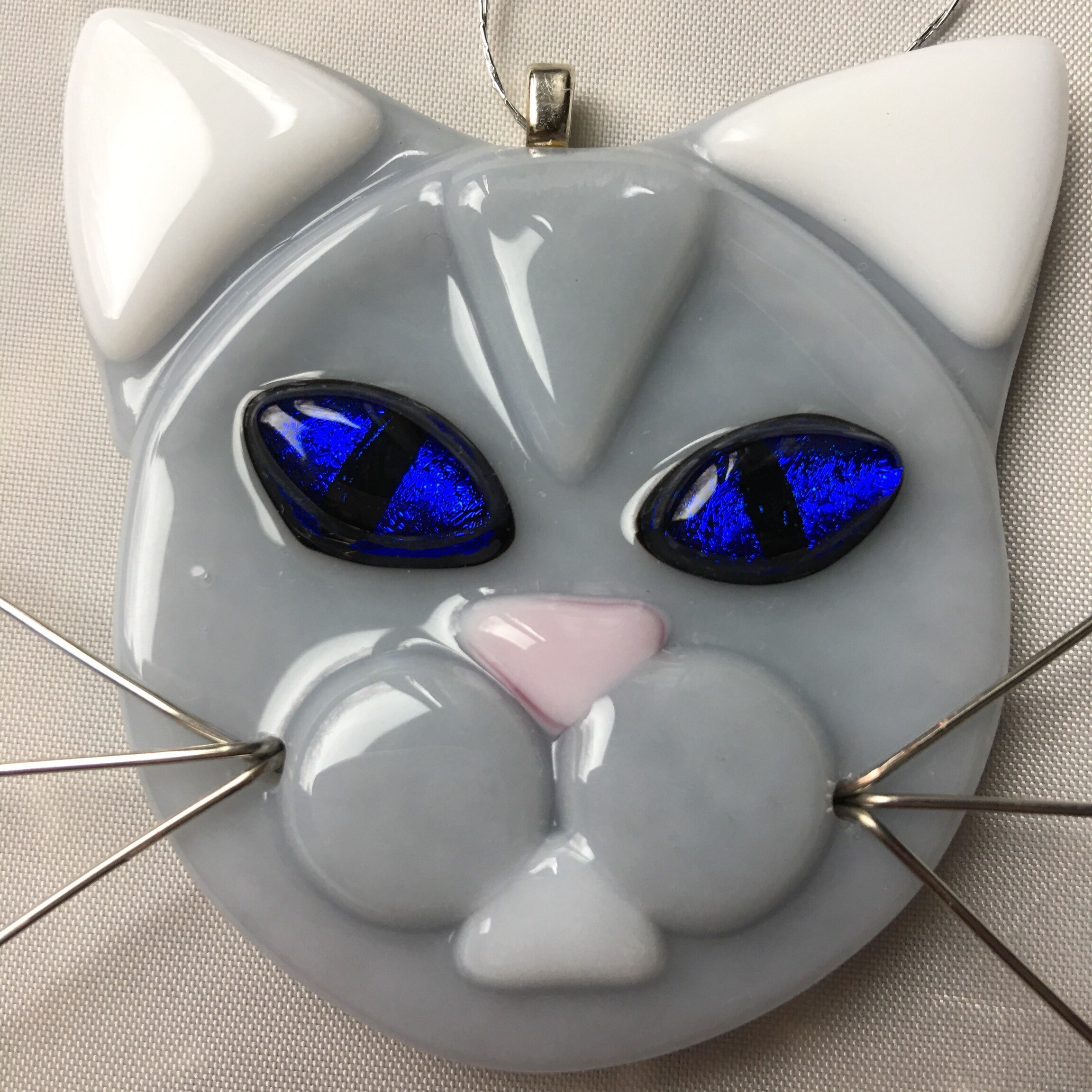 Gray cat ornament 2 glass ornament cat lover grey cat Etsy