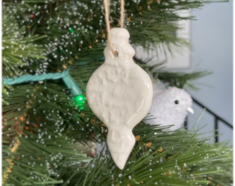 White ornament, stoneware ornament, farmhouse modern ornaments, rustic ornament, christmas package tag decoration, keepsake