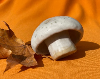 Magic Mushroom cream and pale brown, ceramic mushroom, for plants and fairy gardens