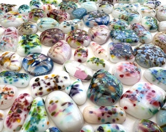 Speckles Galore 100 Fused Glass Cabochons with FREE Shipping