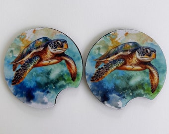 Set of Two Sea Turtle Car Coasters with FREE SHIPPING!