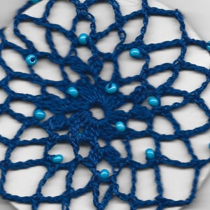 Cotton hair bun covers with blue beads