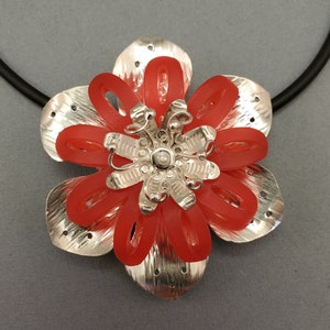 Lotus Blossom Study Red Acrylic and Sterling Silver image 1