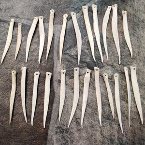 Deer Hock Bone Needle From The Deer's Rear Leg Bone For 1 Lg Drilled From Mn. About 2" - 3"