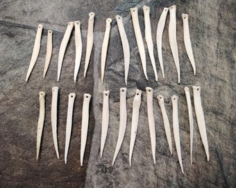 Deer Hock Bone Needle From The Deer's Rear Leg Bone For 1 Lg Drilled From Mn. About 2" - 3"