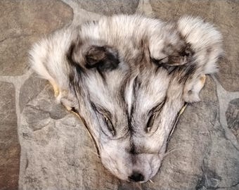 Fox Fur Face Marble Cross Platinum Fox Fur Face With White Marking Huge About 8" x 9" Super Soft Tanned