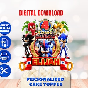 Digital Download Sonic Cake Topper.