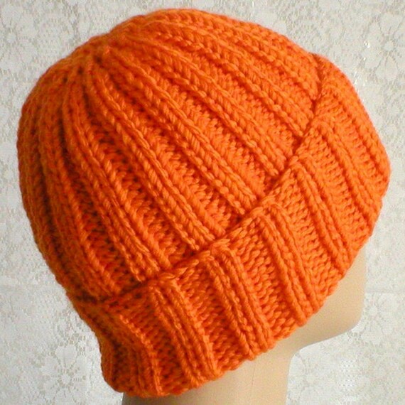 Bright Orange Watch Cap Orange Brimmed 