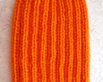 Bright orange beanie hat unisex orange wool blend hat safety orange knit beanie orange chunky knit winter hat orange chemo cap ski hiking