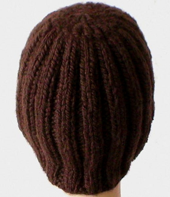 Dark Brown Beanie Hat Unisex Brown 