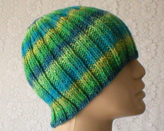 blue and yellow beanie hat
