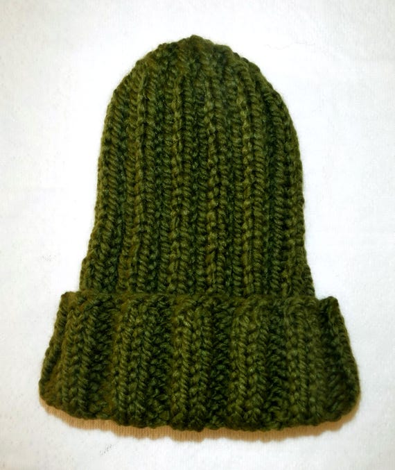 Chunky Knit Olive Green Beanie Montagna | Olive Green Chunky Knitted Rib Beanie | In stock  main image 4