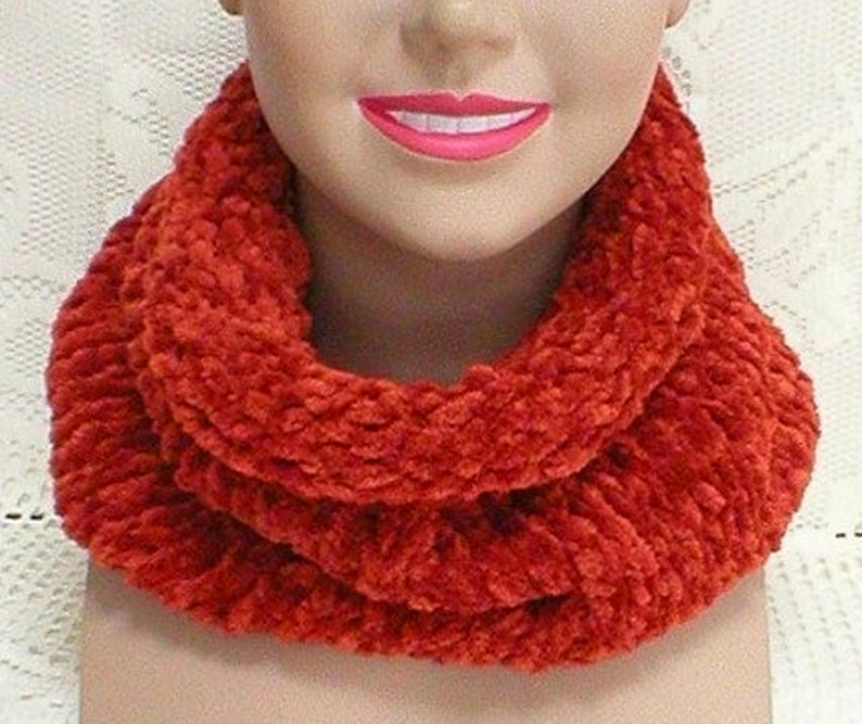 Rust copper cowl rust chenille cowl bulky knit spice cowl winter cowl rust hood scarf snood womens mens rust knit cowl Canada hiker toboggan image 5