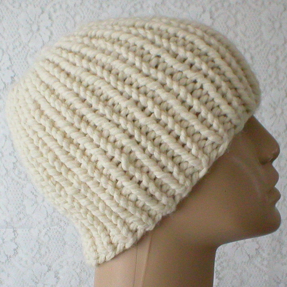 Cream Beanie Hat Mens Womens Winter 