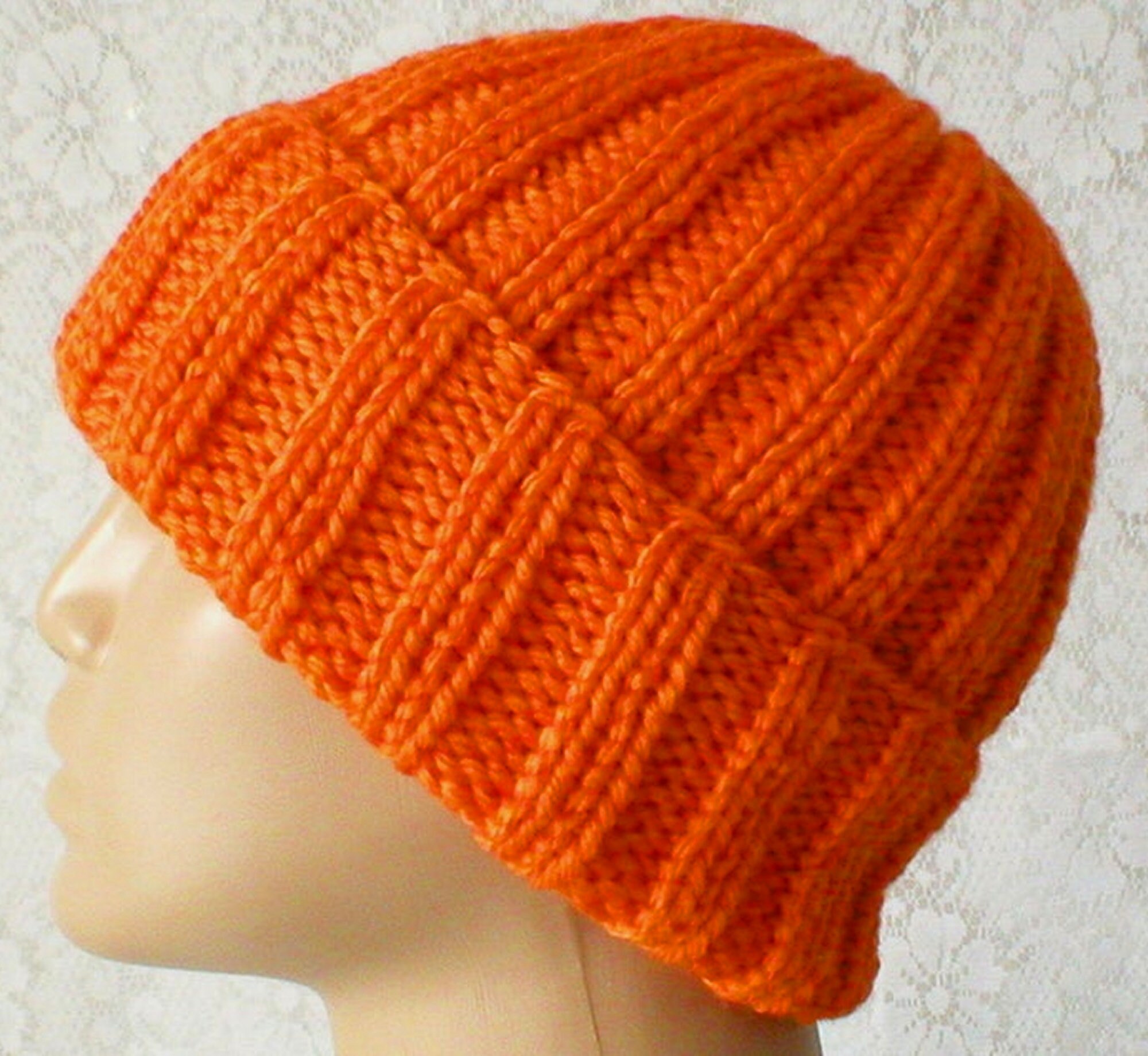Bright Orange Watch Cap Orange Brimmed 