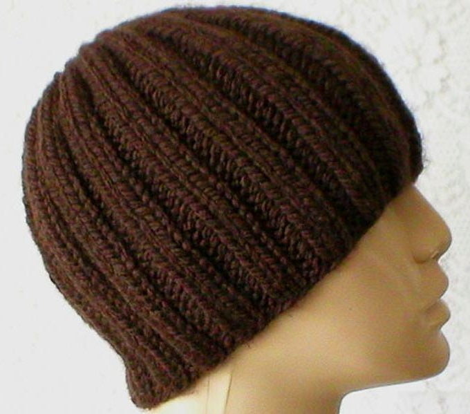 Dark Brown Beanie Hat Unisex Brown 