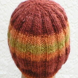 Unisex wool beanie hat rust orange mustard yellow striped knit beanie hat mens womens wool striped chemo cap gamer hiker wool beanie Canada image 5