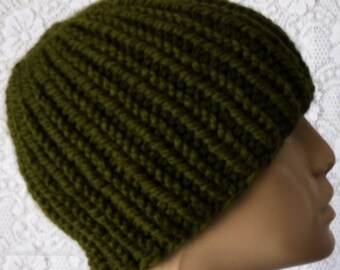 Olive green beanie hat unisex army green bulky knit hat green winter hat unisex green beanie Canada green chemo cap green military army hat