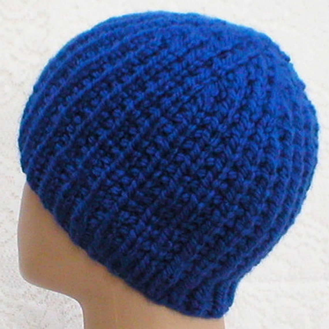 Royal Blue Beanie Hat Unisex Blue Reversible Ribbed Hat Blue Etsy
