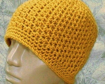 Mustard yellow crochet beanie hat yellow gold hat unisex crochet beanie hat gold chemo cap gold crochet vegan hat biker hiking hat Ontario