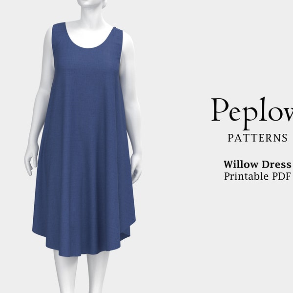 Tent Dress printable PDF sewing pattern, trapeze dress, flowy, beach, maxi, tea length, festival dress, Peplow Patterns