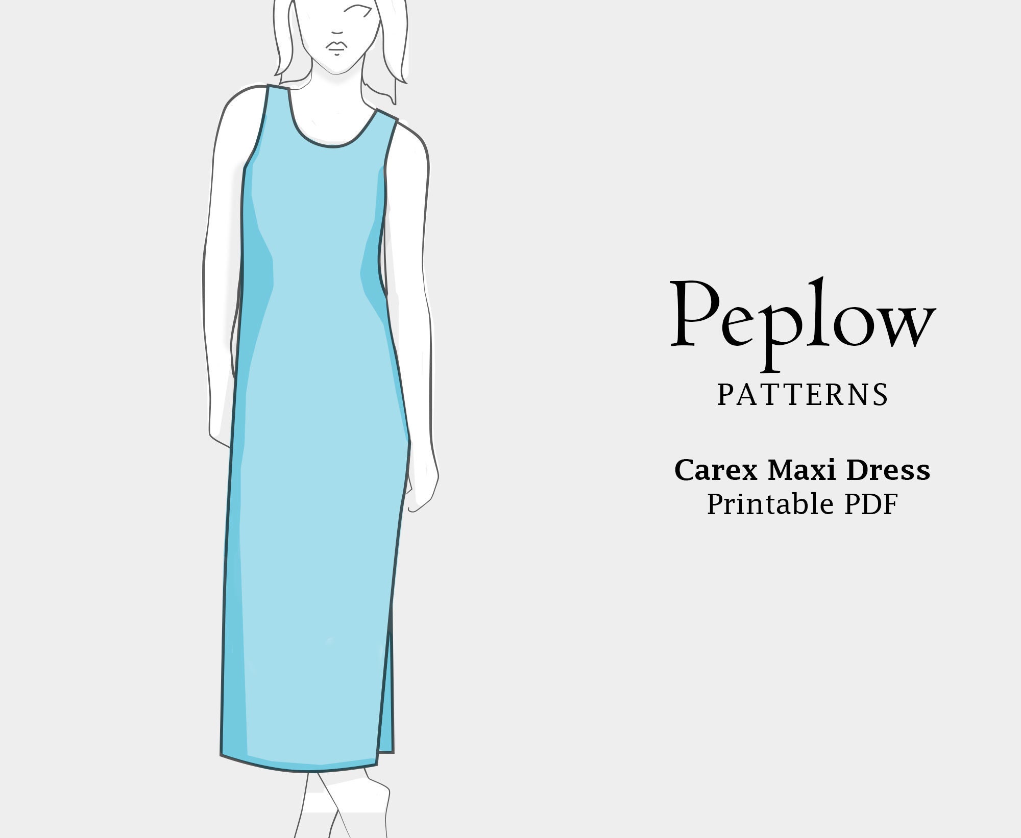 Maxi Dress Printable PDF Sewing Pattern Stretchy Jersey Women s