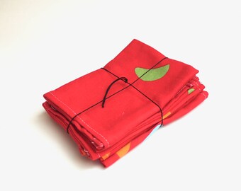 Bright Color Drop Cloth Napkins. Recycled Fabric.  Set of 6.