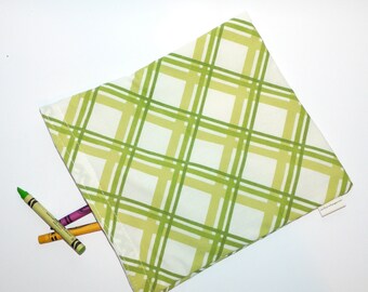 Eco Friendly Lunch Bag--large size.  Recycled Fabric. Retro Fabric. Ready to Ship.