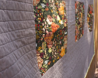 Autumn Colors Modern Lap Quilt.  Hand Quilted. Modern Design.