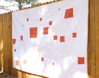 Modern Bed Quilt-Twin Size.  Clean and Fresh.  Hand Quilted. OOAK. Ready to Ship
