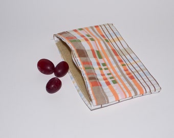 Reusable Snack Size Bag RECYCLED Retro FABRIC