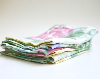 80's Ekat Cloth Napkins. Recycled Fabric.  Set of 6.