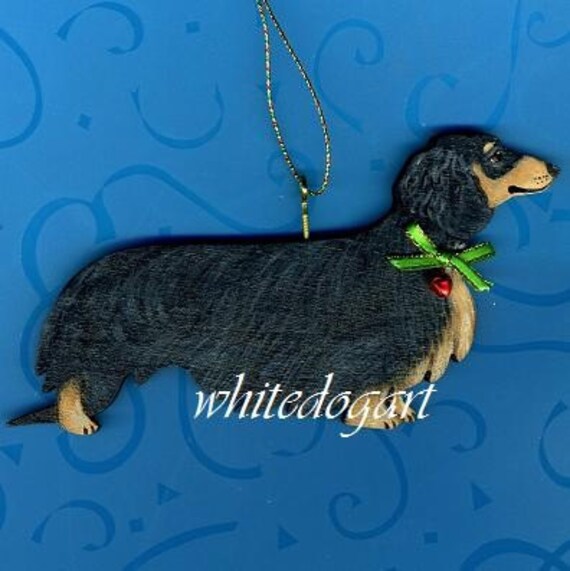 Handpainted Black And Cream Long Haired Christmas Ornament Etsy