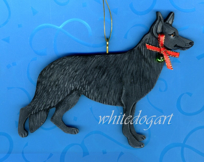 Handpainted Black German Shepherd Christmas Ornament Etsy