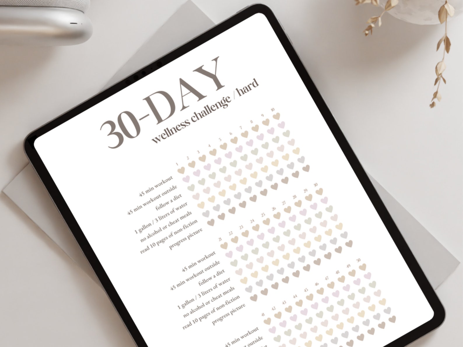 30 Day Challenge Tracker | Editable Template Canva | Fitness Printable ...