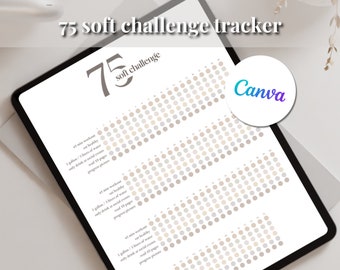 75 Soft Challenge Tracker | Editable Template Canva | Minimal Fitness Printable | Workout Habit Checklist | A3, A4 & US Letter