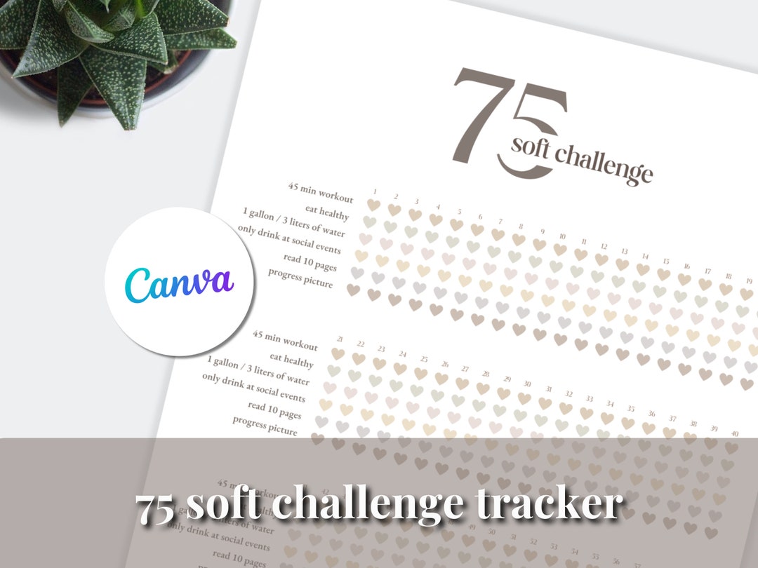 75 Soft Challenge Tracker | Editable Template Canva | Fitness Printable ...